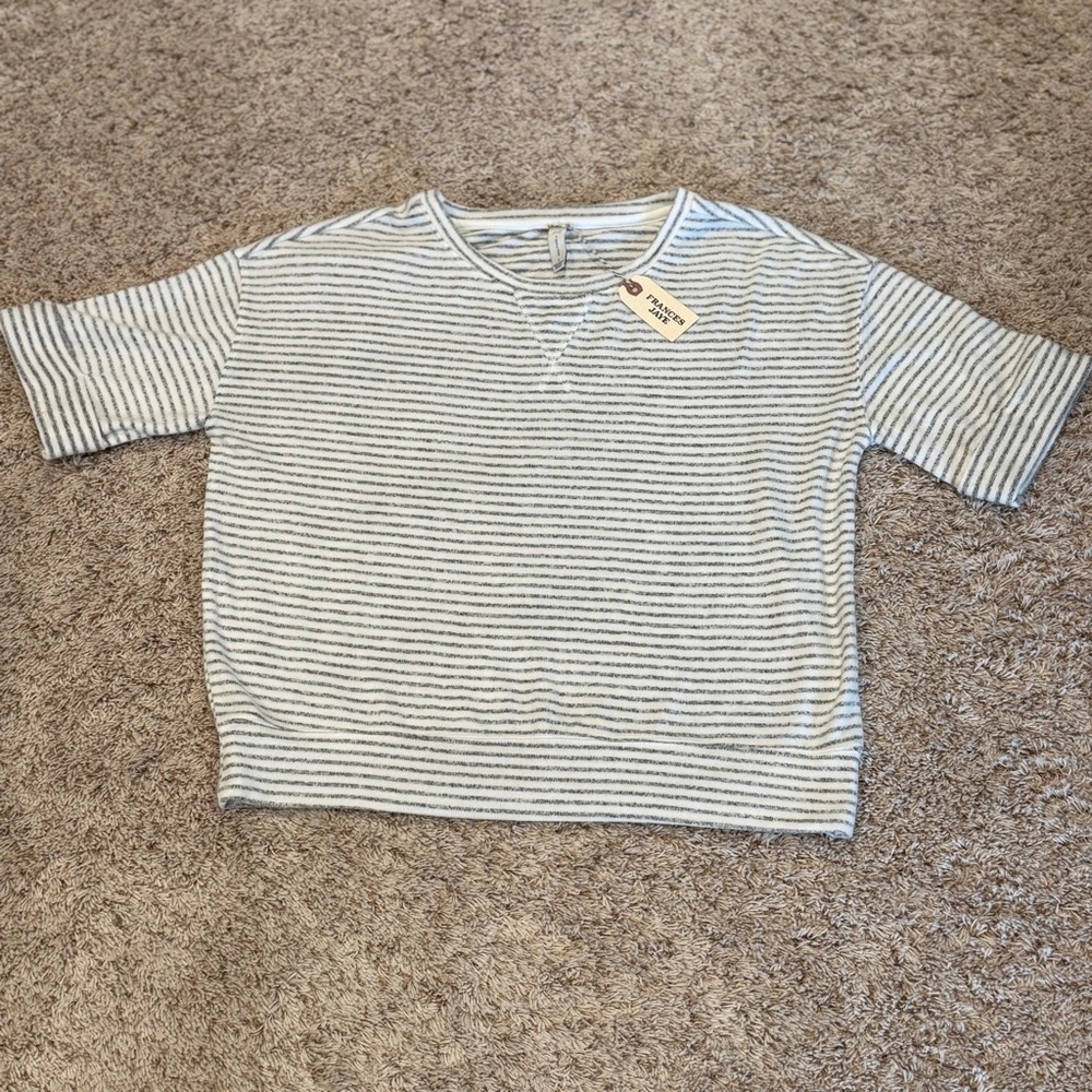 Gentle Fawn women’s Striped Tee in Gray and White